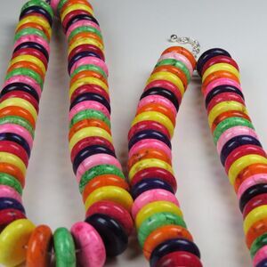 Multi Color Resin Dice shape necklace x 2 count.18"x7''- 18" long